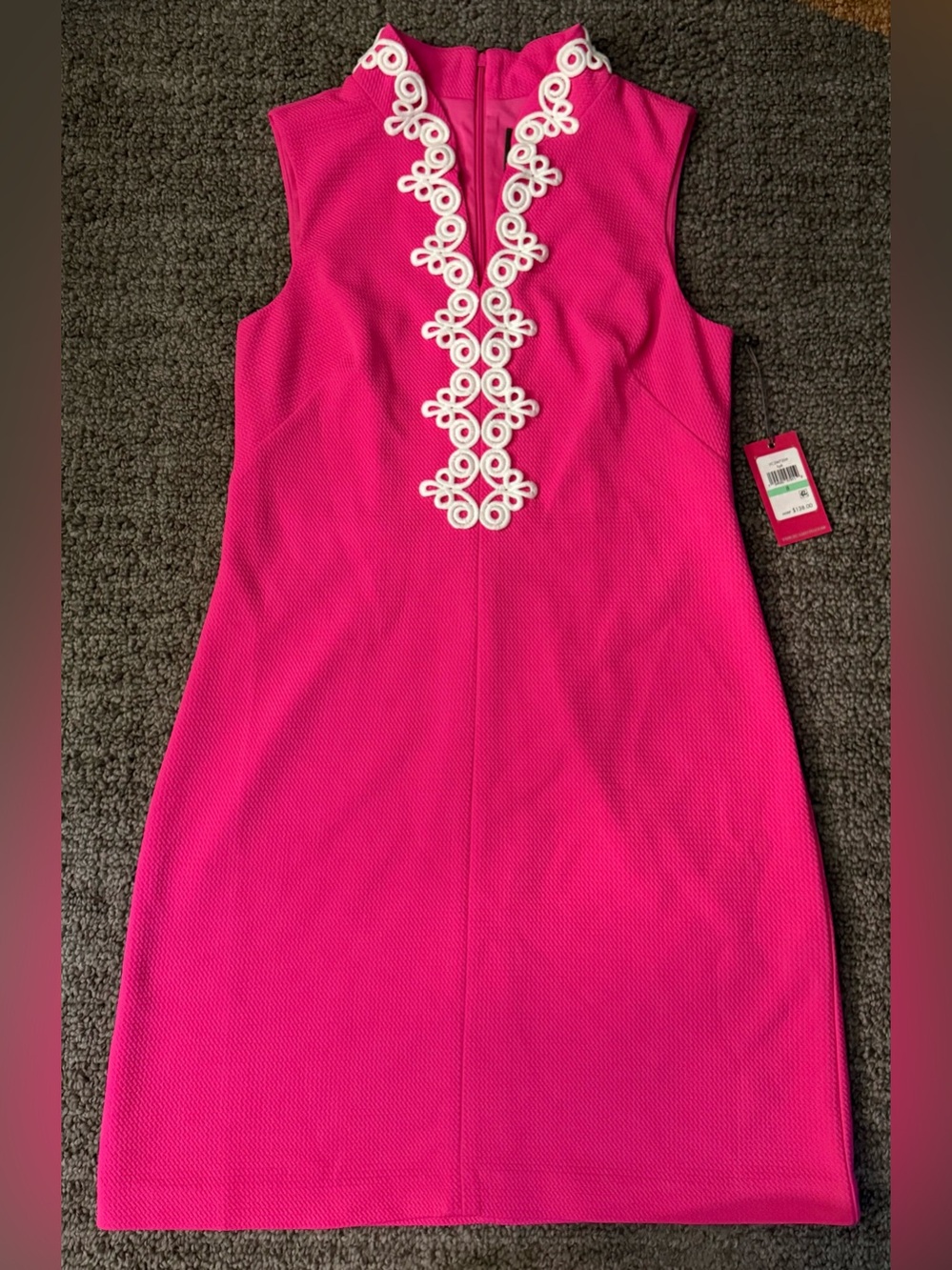 Vince Camuto Hot Pink Sleeveless Midi Dress with White Trim